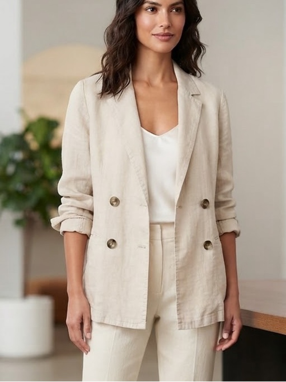 James Perse double-breasted linen blazer